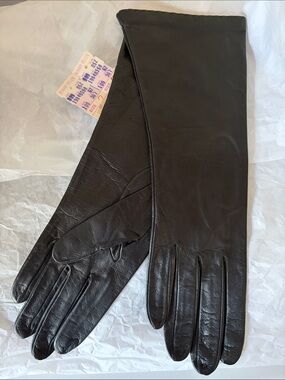 Bonwit Teller VTG Long Leather Driving Gloves - Black - Women’s Hand Size 7